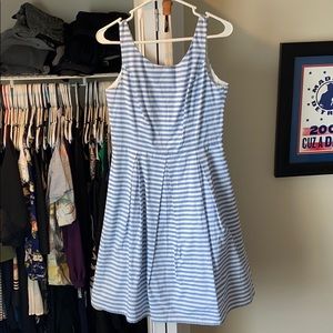 Knee length blue stripe dress